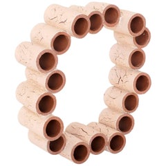 Terra Cotta Circle Sculpture with Crackle Texture by Ben Medansky