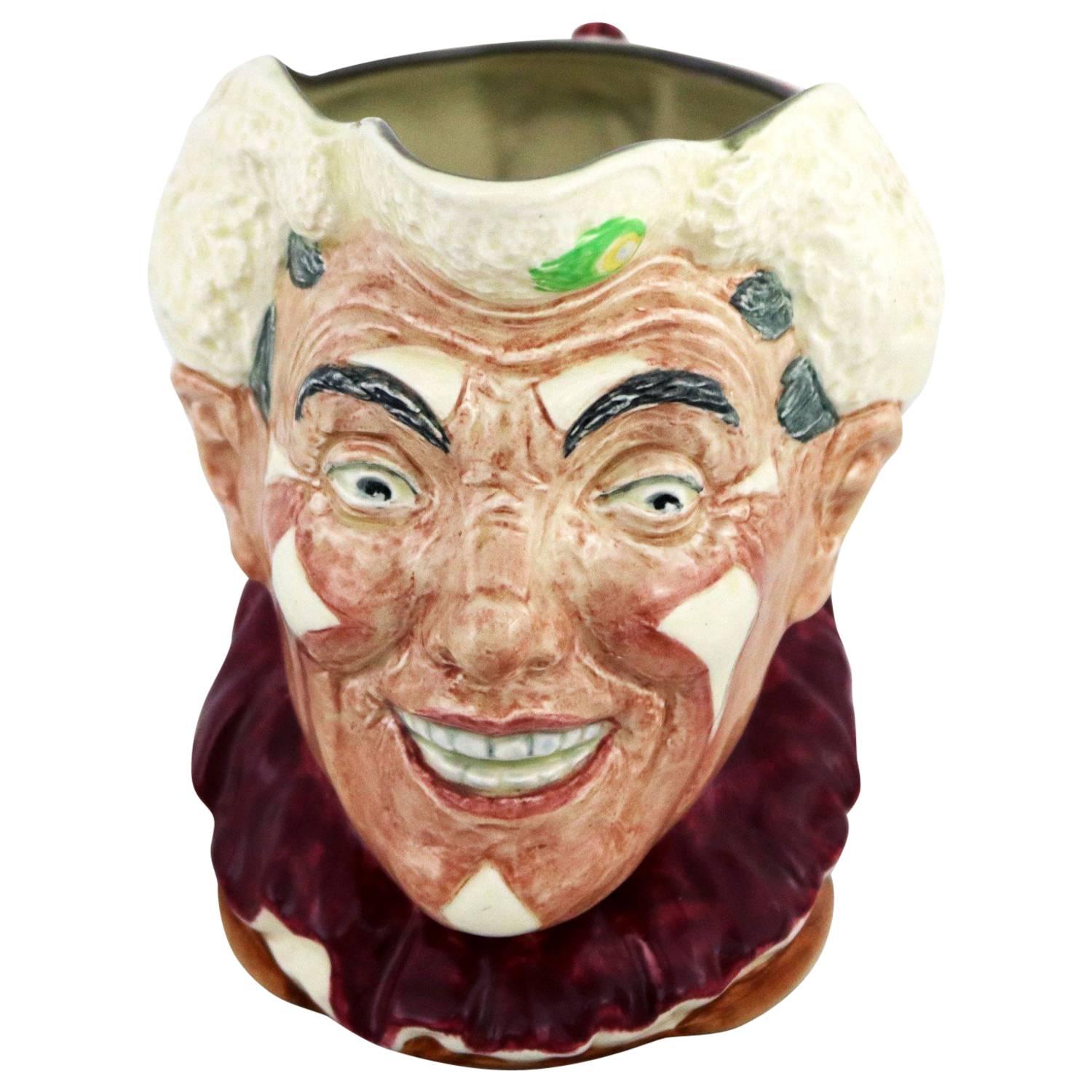 Royal Doulton the Clown Character Toby Jug D6322 with White Hair For Sale