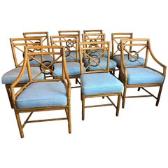 Set of Ten 'Target' Rattan Dining Chairs by McGuire