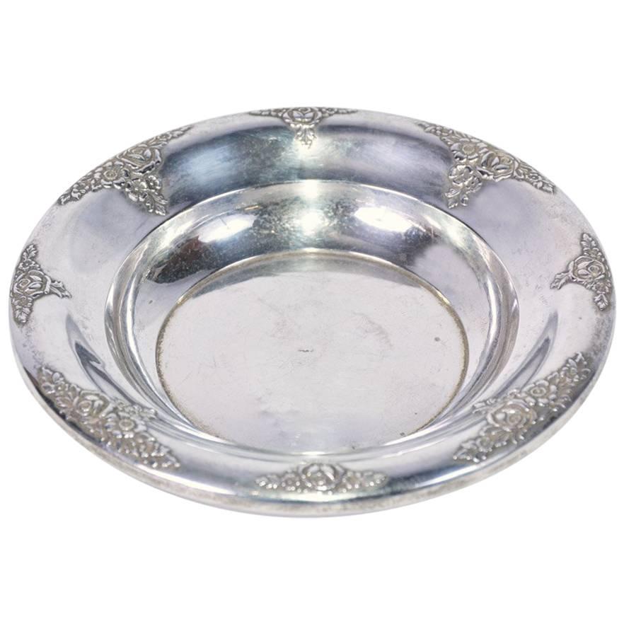 Mid-20th Century Sterling Candy Dish with Floral Motives