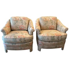 Pair of Vintage Club Tropical Birds Lounge Armchairs Arm Chairs Chinoiserie