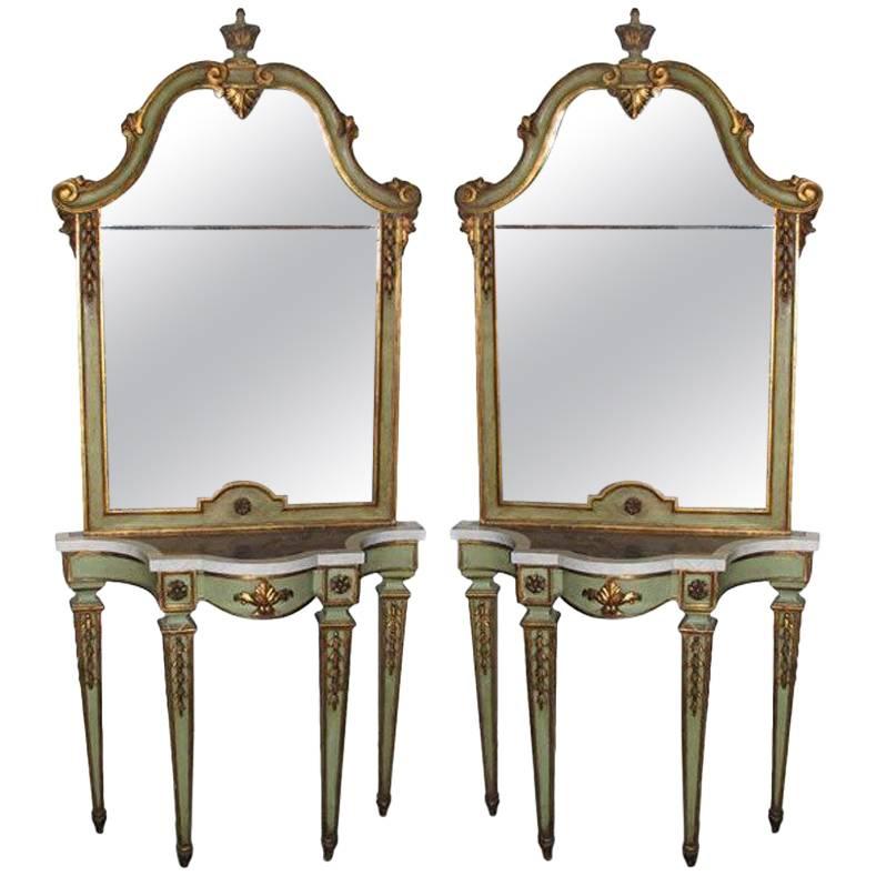 ON SALE Console and Mirror  18th Century Parcel Gilt  For Sale