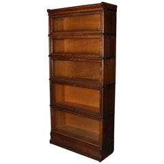 Antique Arts and Crafts Mission Oak Globe Warner Five-Stack Barrister Bookcase