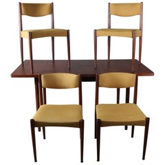 Mid-Century Danish Modern Teak Dining Set, Table and Four Chairs, 20th Century Mid-Century Danish Modern Teak Dining Set, Table and Four Chairs, 20th Century