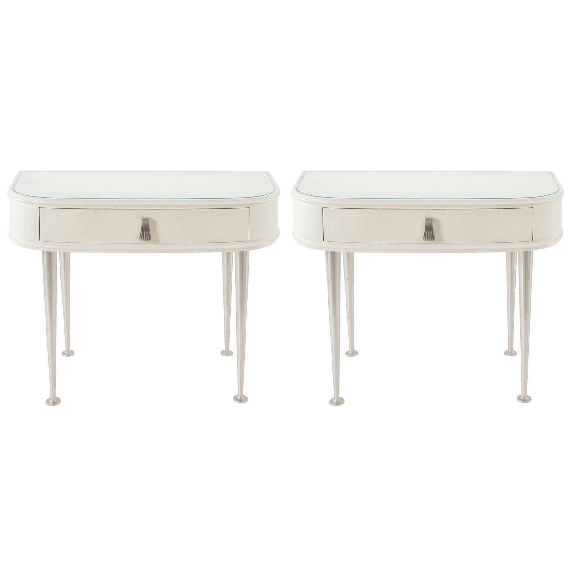 Pair of White Midcentury Night Stands, Italy, 1950s