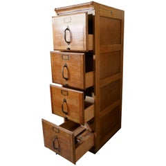 Used Large Art Deco Four-Drawer Oak Filing Cabinet