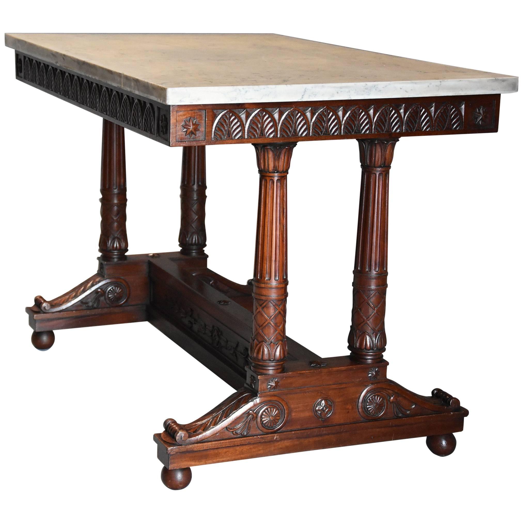 Rare French Empire Oblong Centre Table with Marble Top, Stamped 'JACOB' For Sale