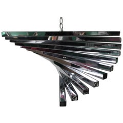 Gaetano Sciloari Italian Mid-Century Modern Spiral Chandelier in Chrome