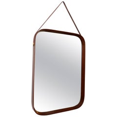Mahogany Framed Mirror on Leather Strap
