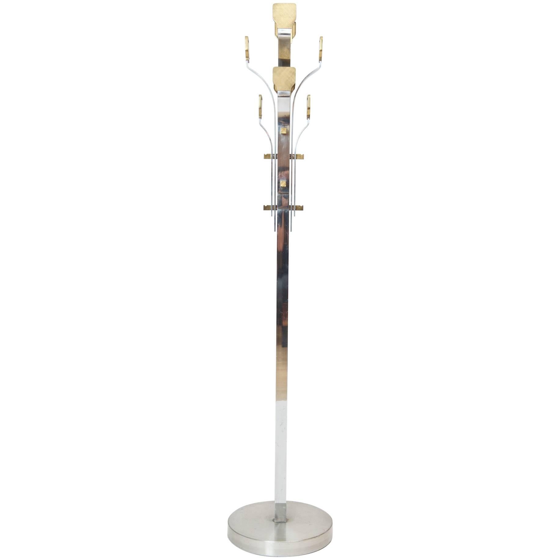 Coat Stand in Brass and Chrome