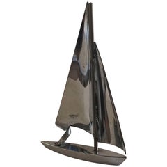 Art Deco American Sportsman Series Chrome Yacht Sail Boat Paperweight