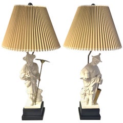 Pair of Chapman Blanc de Chine Hollywood Regency Figural Lamps