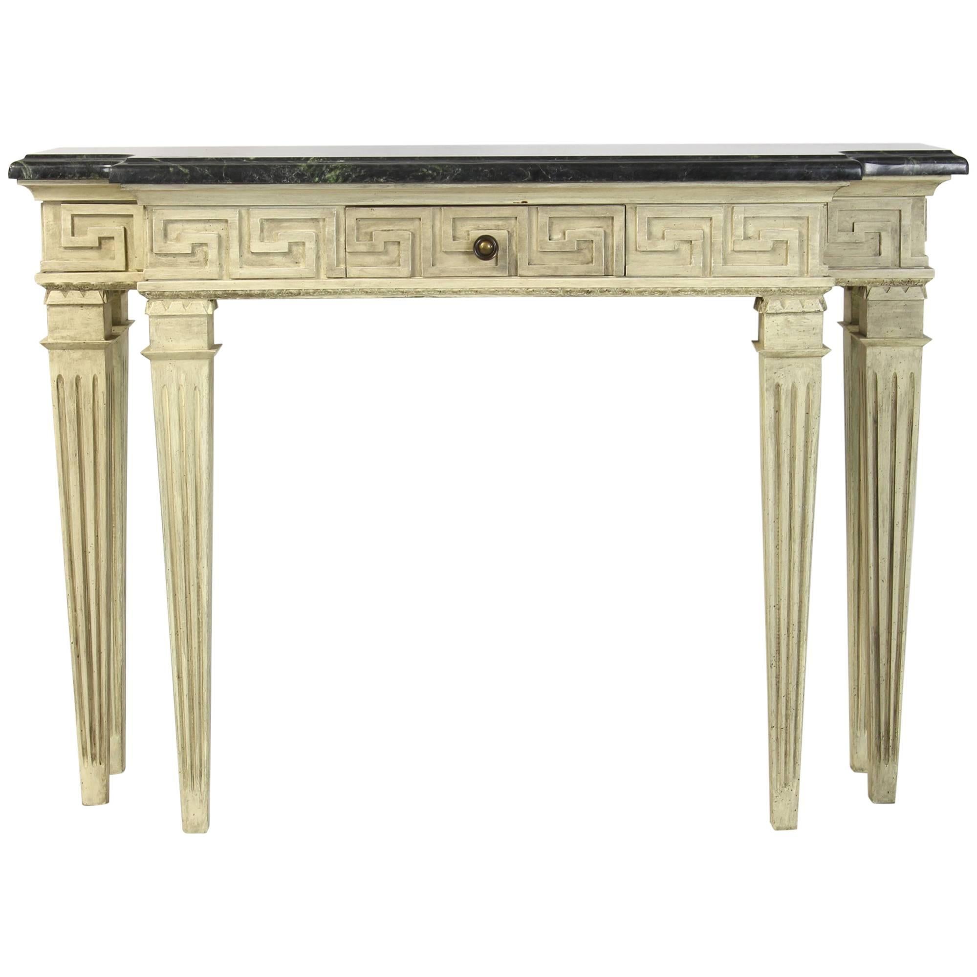 Painted Marble Top Console Table