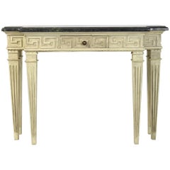 Painted Marble Top Console Table