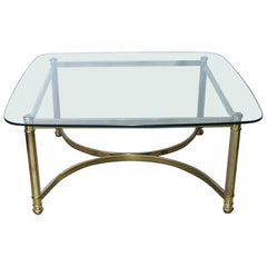 Vintage Mid-Century Modern Brass and Glass Top Coffee Table