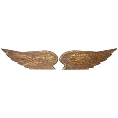 Pair of Ornamental Carved Wood Gilded Angel Wings