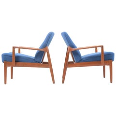 Pair of Teak Wooden Easychairs by Edvard & Tove Kindt-Larsen