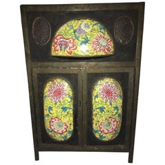 18th Century Qianlong Imperial Chinese Qing Dynasty Iron Enamel Tea Cabinet 1755