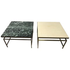 Matched Gilt Metal and Stone Topped Side or End Tables French, circa 1970s, Pair Matched Gilt Metal and Stone Topped Side or End Tables French, circa 1970s, Pair