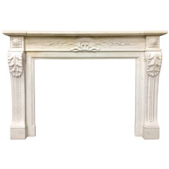 Vintage Period Statuary Marble Fireplace Surround