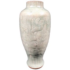 16th Century Ming Dynasty Chinese Longquan Celadon Underglaze Peony Vase