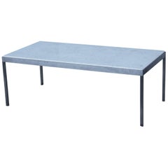 1970s Italian Brushed Steel with Marble Top Coffee Table