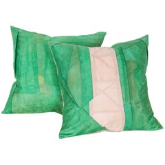 Green 19th Century Japanese Silk Pillow