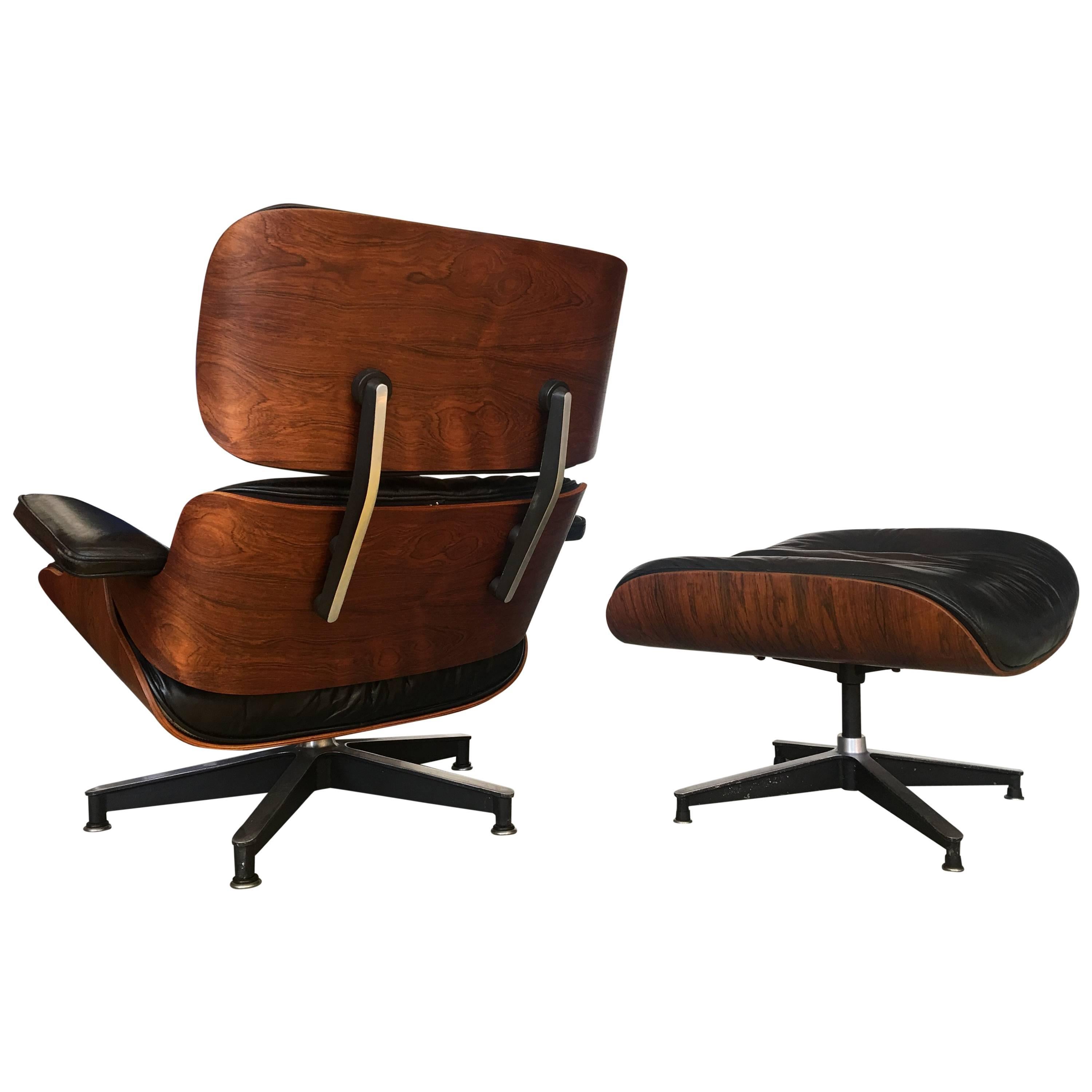 Rare 1st Year 1956, Eames Lounge with Spinning Ottoman