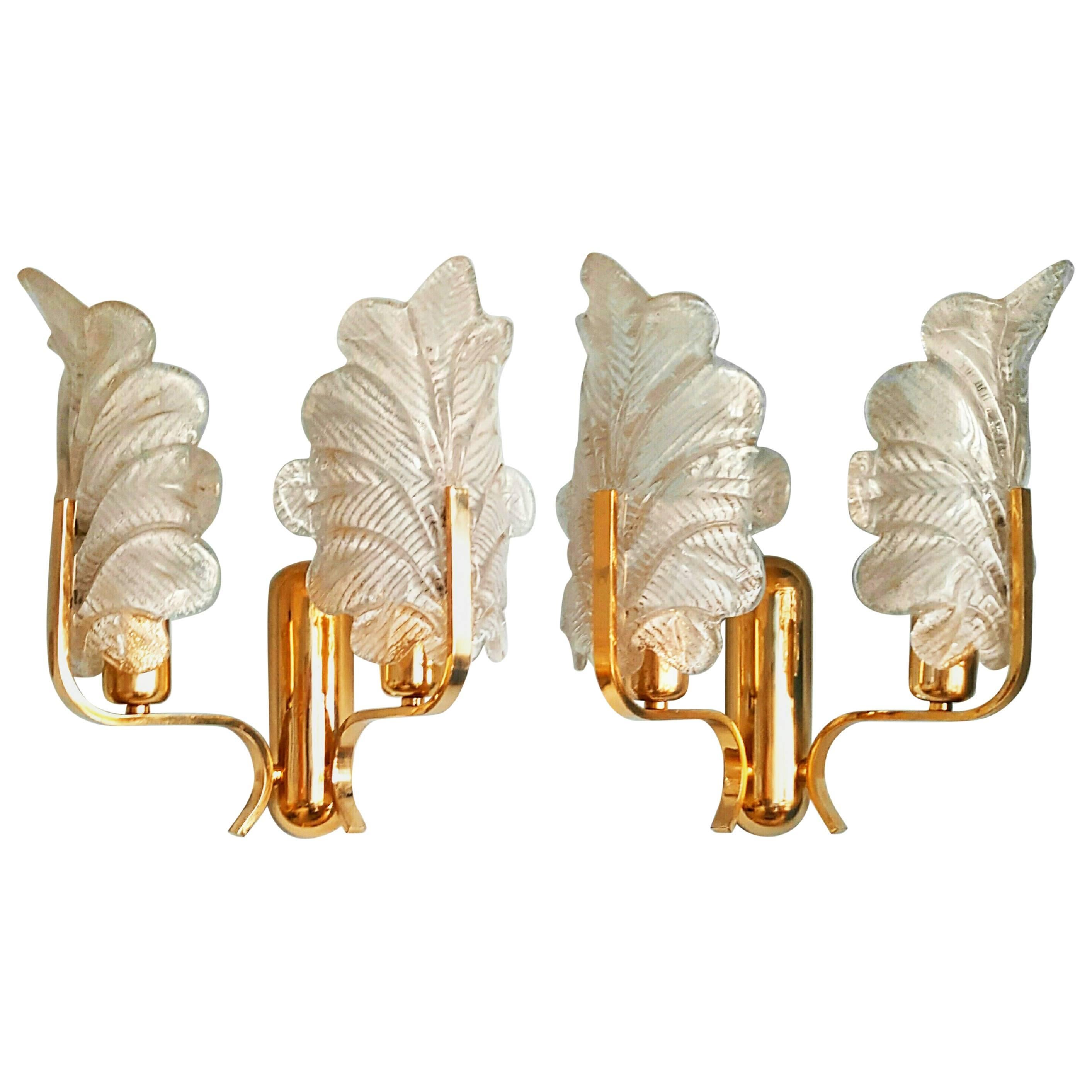 Pair of Large Murano Sconces by Carl Fagerlund for Orrefor  1960