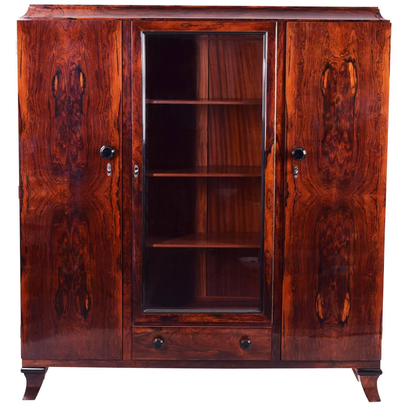 Mueble de cocobolo, restaurado a alto brillo fabricado en Francia por Jules Leleu, Art Decó en venta