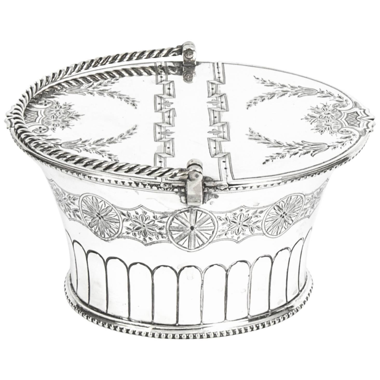 Antique Silver Plated Victorian Sweet Basket 19th Century