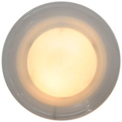 Italian Round White Glass Sconce, 1970s Italian Round White Glass Sconce, 1970s