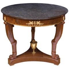 French Mahogany Center Table, Early 19th Century