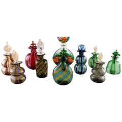Large Collection Murano Facons, Ten Bottles, 1960s