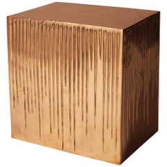 Hand Casted Polished Bronze Box Stool