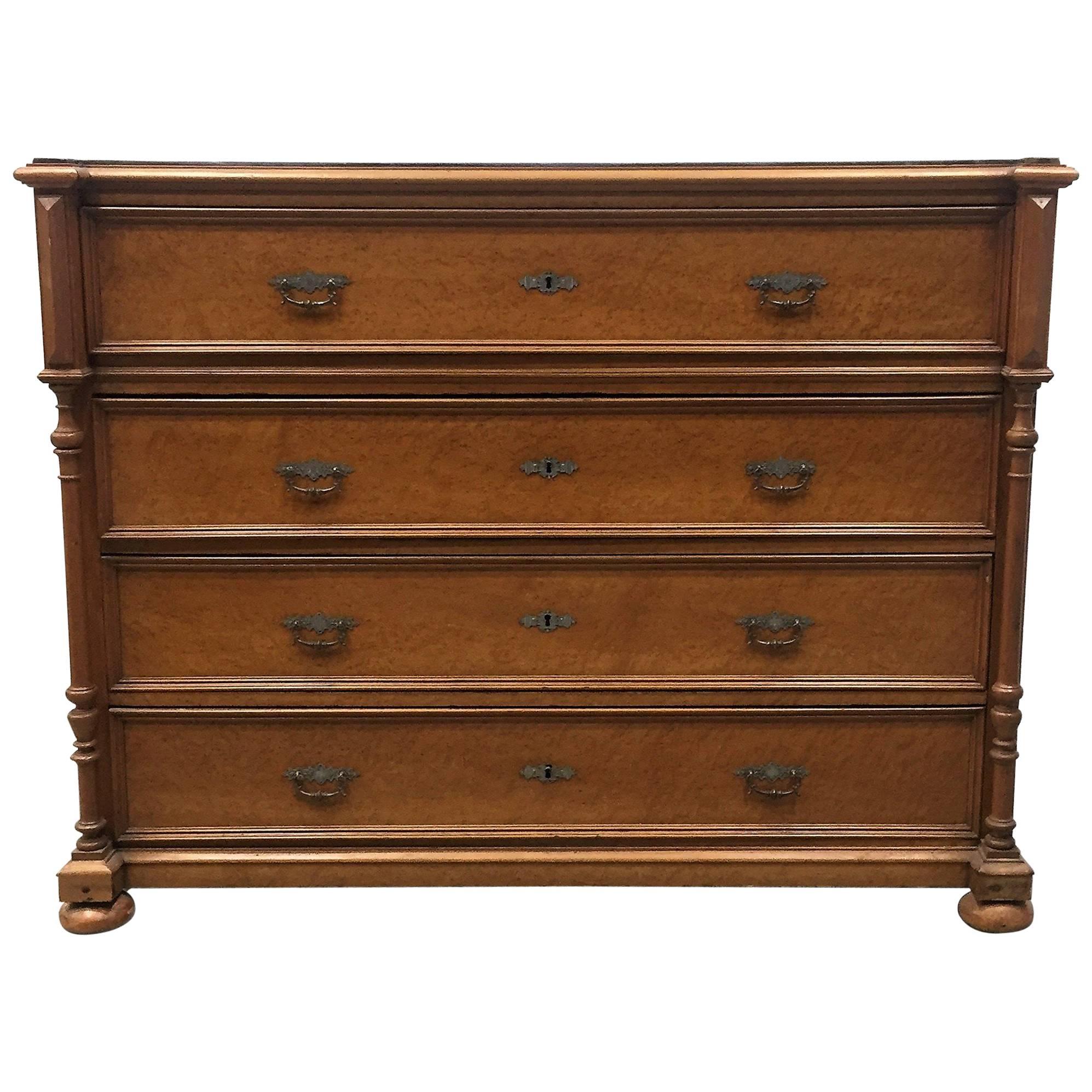 Large 19th Century Louis Philippe Period Bookmatched Commode Chest