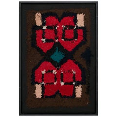 Berber Red, Black, Brown Vintage Rectangular Wool Tribal Tapestry, TOTEM