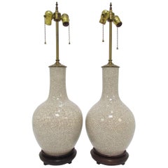 Pair of Blanc de Chine Crackle Glaze Table Lamps