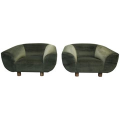 Pair of Midcentury Polar Bear Style Barrel Chairs after Jean Royere