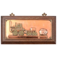 Antique Copper Train Commemorative Plaque, 1909