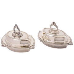 Pair of Edwardian Silver Plated Entree Dishes, circa 1905