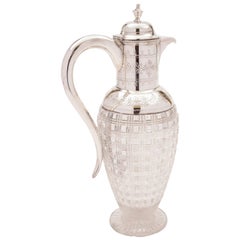 Antique Victorian Cut Glass and Silver Plated Claret Jug, circa 1880