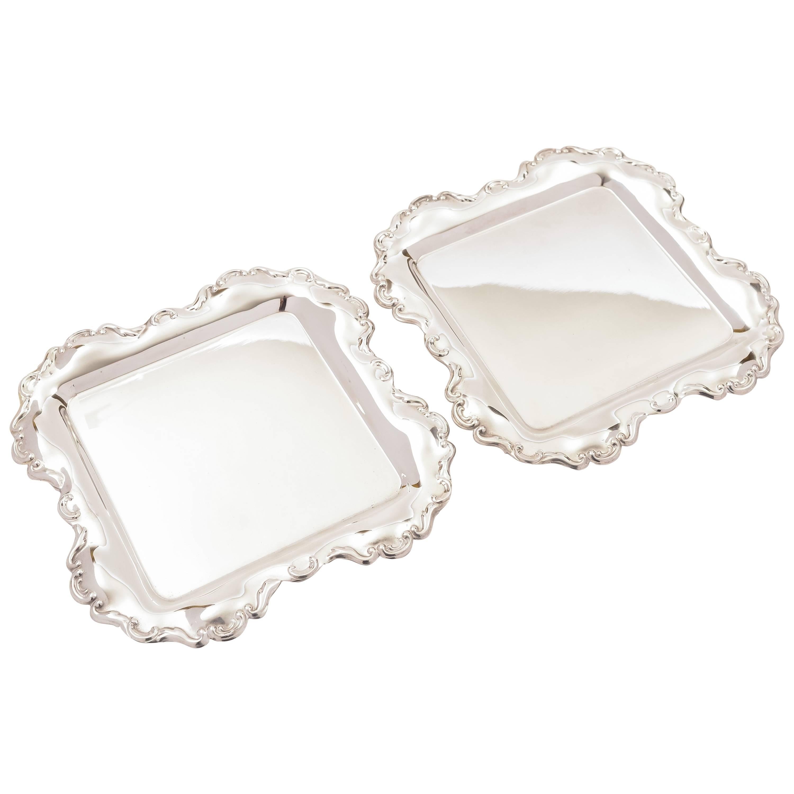 Pair of Silver Plated Card Trays, circa 1905 For Sale