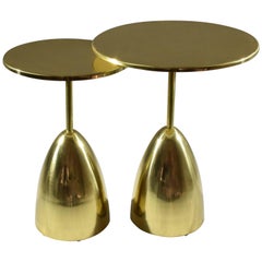  Pair of Contemporary Handcrafted Brass Side Tables, Flow Collection 