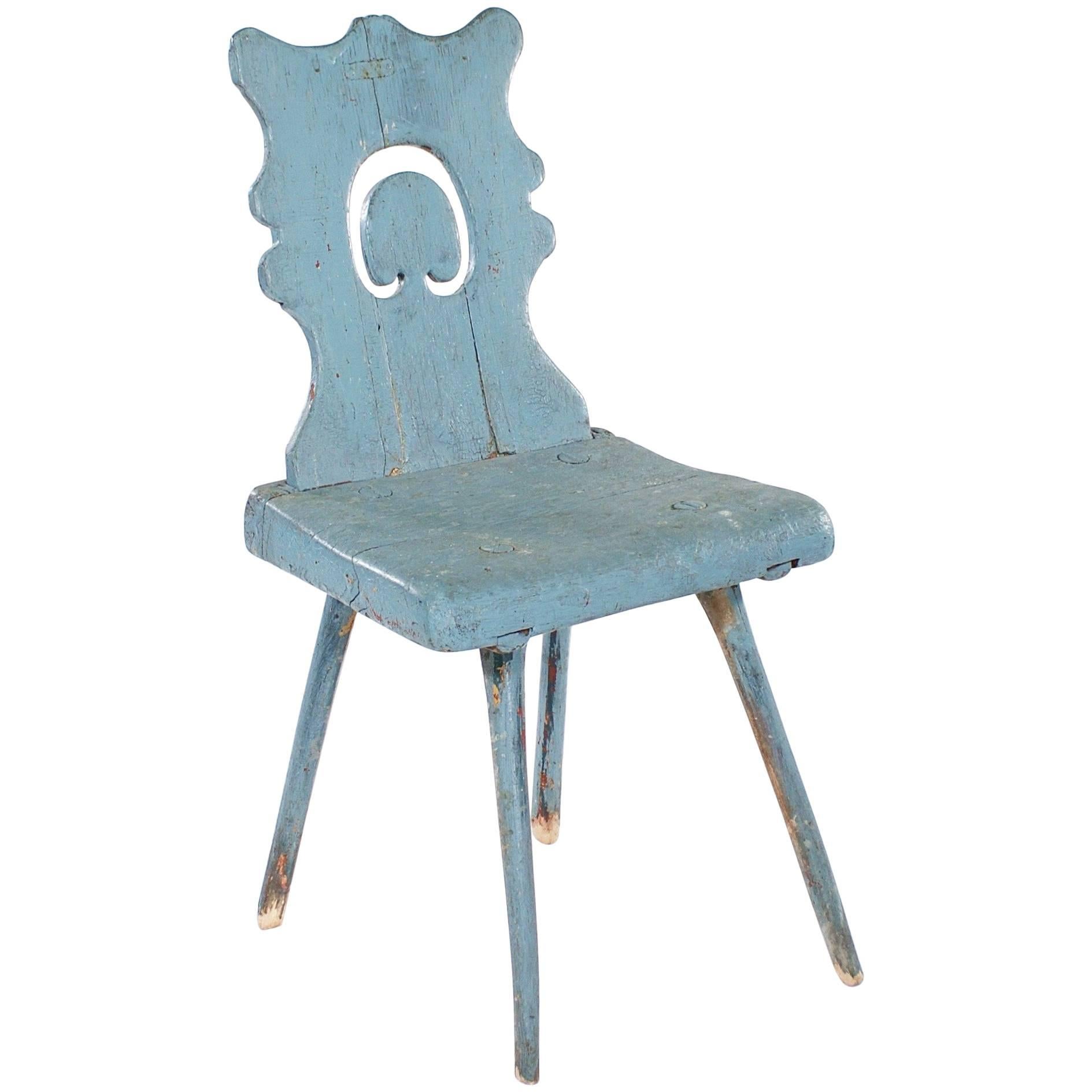 Rustic Painted Pine Folk Art Chair