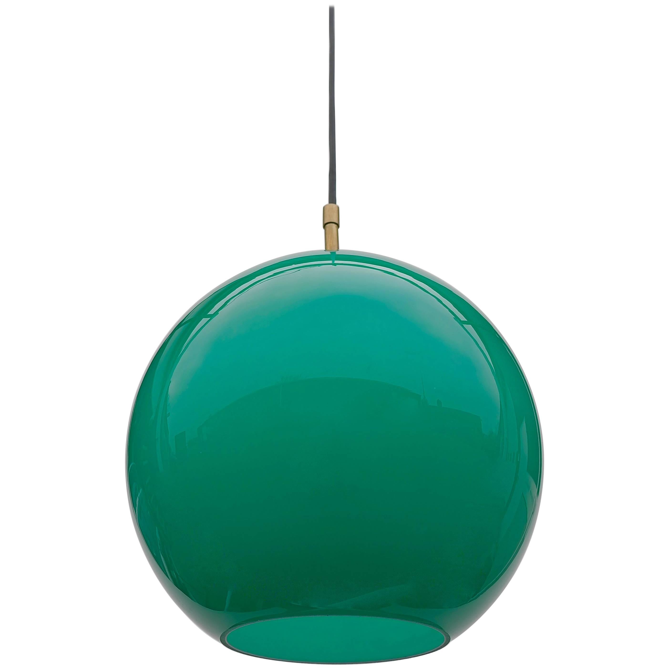 3x Uno & Östen Kristiansson Glass Pendant Lamp in Jade Color, Sweden, 1960s