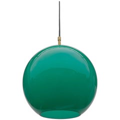 Vintage 3x Uno & Östen Kristiansson Glass Pendant Lamp in Jade Color, Sweden, 1960s