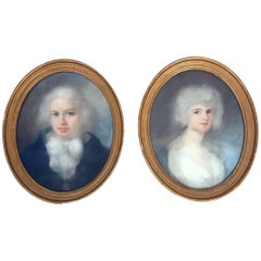Pair of Georgian Oval Pastel Portraits 
