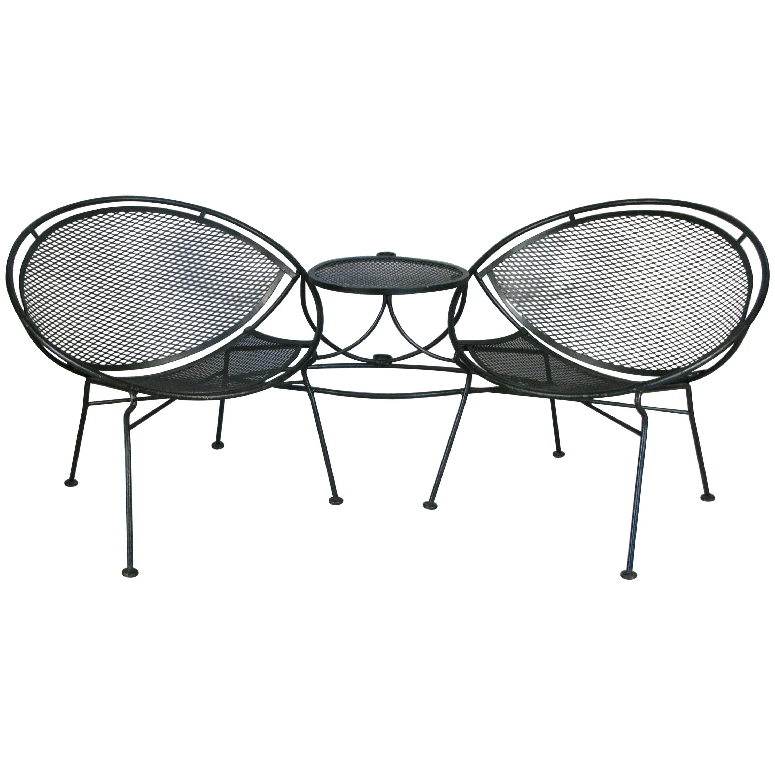 Salterini 'Radar' Wrought Iron Tête-à-Tête Lounge Chair