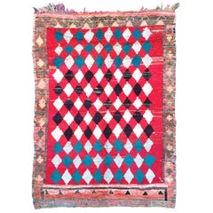 Vintage Moroccan Rug Wool and Fabrics, circa 1990